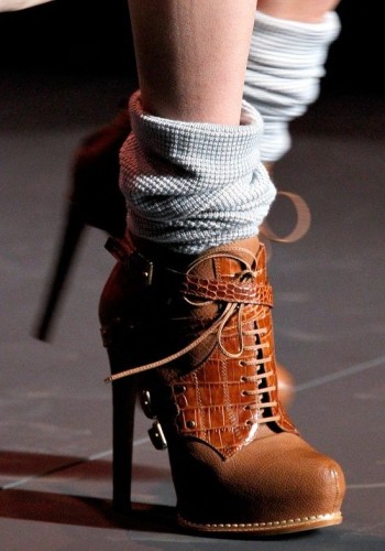 chocolate high heeled boots
