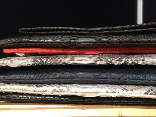 snake leather clutches