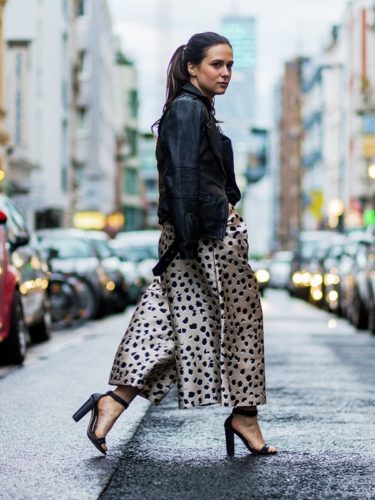 leopard print culotte and leather